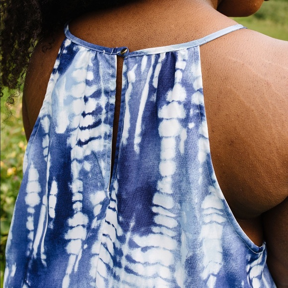 Blue Fern Tie Dye Halter Dress - Picture 4 of 9